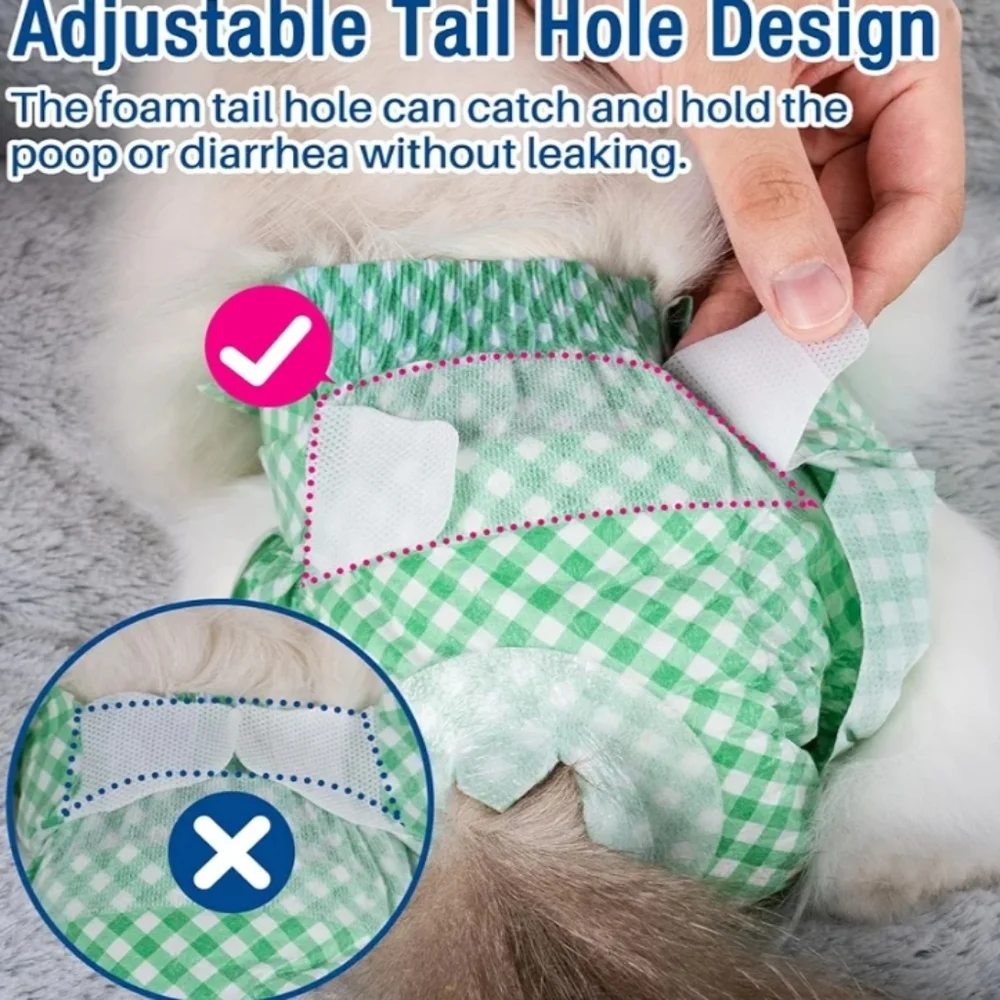 Pet Soft 24 Count Disposable Cat Diapers for Female & Male Cats Green Plaid SZ S